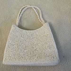 Cream colored beaded bag